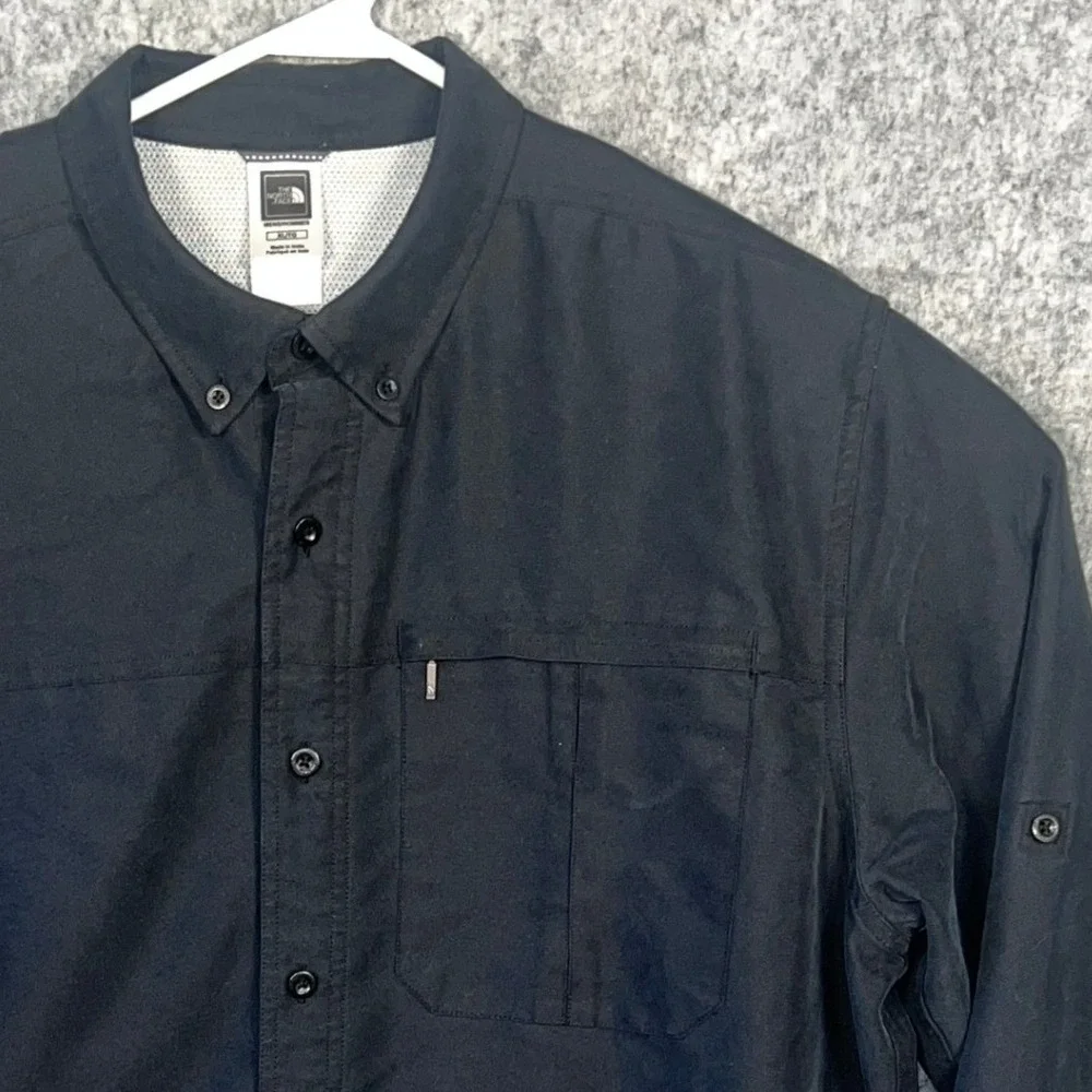 The North Face Men's XL Black Modal Blend Roll Tab Sleeve Hiking Button Down